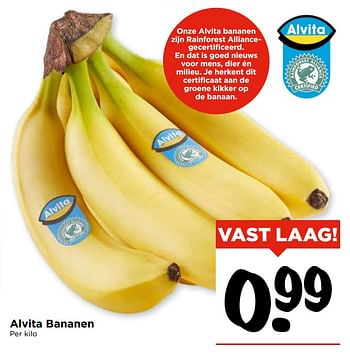 Aanbiedingen Alvita bananen - Alvita - Geldig van 05/11/2017 tot 11/11/2017 bij Vomar