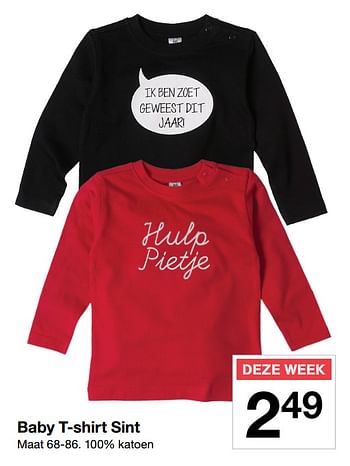 Aanbiedingen Baby t-shirt sint - Huismerk - Zeeman  - Geldig van 04/11/2017 tot 11/11/2017 bij Zeeman