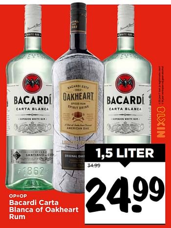Aanbiedingen Bacardi carta blanca of oakheart rum - Huismerk Vomar - Geldig van 05/11/2017 tot 11/11/2017 bij Vomar