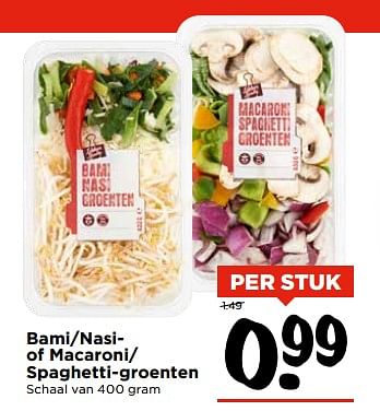 Aanbiedingen Bami-nasiof macaroni- spaghetti-groenten - Huismerk Vomar - Geldig van 05/11/2017 tot 11/11/2017 bij Vomar