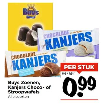 Aanbiedingen Buys zoenen, kanjers choco- of stroopwafels - Buys - Geldig van 05/11/2017 tot 11/11/2017 bij Vomar