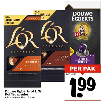Aanbiedingen Douwe egberts of l`or koffiecapsules - Douwe Egberts - Geldig van 05/11/2017 tot 11/11/2017 bij Vomar