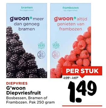 Aanbiedingen G`woon diepvriesfruit - Gâ€™woon - Geldig van 05/11/2017 tot 11/11/2017 bij Vomar