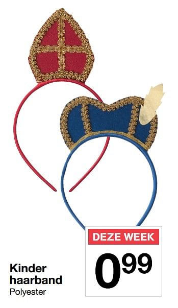 Aanbiedingen Kinder haarband polyester - Huismerk - Zeeman  - Geldig van 04/11/2017 tot 11/11/2017 bij Zeeman