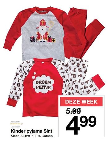 Aanbiedingen Kinder pyjama sint - Huismerk - Zeeman  - Geldig van 04/11/2017 tot 11/11/2017 bij Zeeman