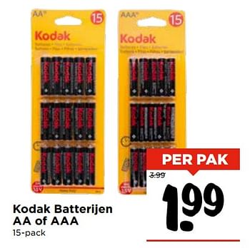 Aanbiedingen Kodak batterijen aa of aaa - Kodak - Geldig van 05/11/2017 tot 11/11/2017 bij Vomar