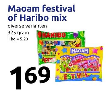 Aanbiedingen Maoam festival of haribo mix - Huismerk - Action - Geldig van 01/11/2017 tot 07/11/2017 bij Action
