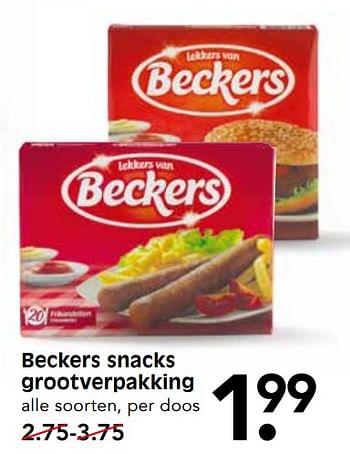 Aanbiedingen Beckers snacks grootverpakking - Beckers - Geldig van 05/11/2017 tot 11/11/2017 bij Em-té