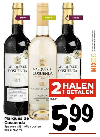 Aanbiedingen Marqués de cosuenda - Witte wijnen - Geldig van 05/11/2017 tot 11/11/2017 bij Vomar