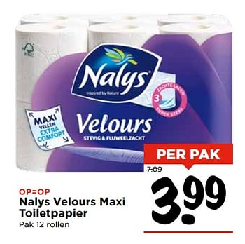 Aanbiedingen Nalys velours maxi toiletpapier - Nalys - Geldig van 05/11/2017 tot 11/11/2017 bij Vomar