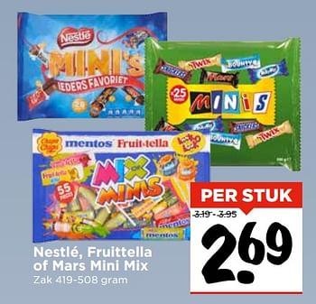 Aanbiedingen Nestlé, fruittella of mars mini mix - Huismerk Vomar - Geldig van 05/11/2017 tot 11/11/2017 bij Vomar