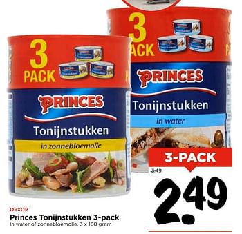 Aanbiedingen Princes tonijnstukken 3-pack - Princes - Geldig van 05/11/2017 tot 11/11/2017 bij Vomar