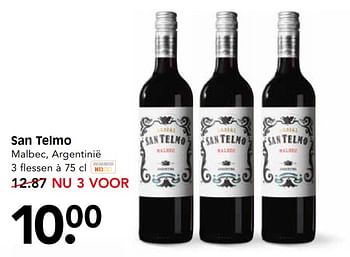 Aanbiedingen San telmo malbec, argentinië - Rode wijnen - Geldig van 05/11/2017 tot 11/11/2017 bij Em-té