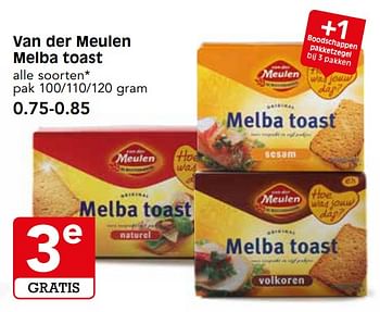 Aanbiedingen Van der meulen melba toast - Van der Meulen - Geldig van 05/11/2017 tot 11/11/2017 bij Em-té