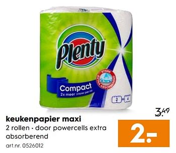 Aanbiedingen Keukenpapier maxi - Plenty - Geldig van 28/10/2017 tot 11/11/2017 bij Blokker