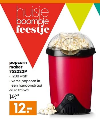 Aanbiedingen Popcorn maker 752222p - Huismerk - Blokker - Geldig van 28/10/2017 tot 11/11/2017 bij Blokker