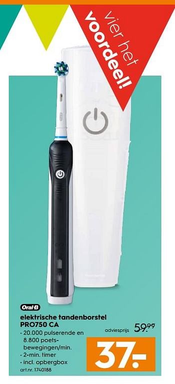Aanbiedingen Oral-b elektrische tandenborstel pro750 ca - Oral-B - Geldig van 28/10/2017 tot 11/11/2017 bij Blokker