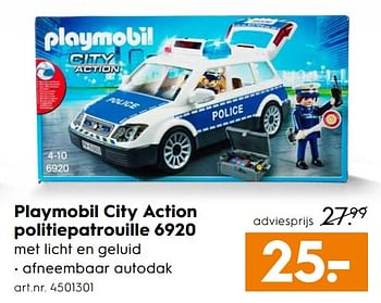 Aanbiedingen Playmobil city action politiepatrouille - Playmobil - Geldig van 28/10/2017 tot 11/11/2017 bij Blokker