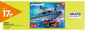 Aanbiedingen Politieboot - Playmobil - Geldig van 28/10/2017 tot 11/11/2017 bij Blokker