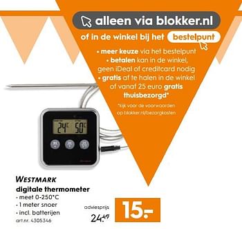 Aanbiedingen Westmark digitale thermometer - Westmark - Geldig van 28/10/2017 tot 11/11/2017 bij Blokker