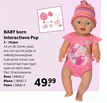 Aanbiedingen Baby born interactieve pop - Baby Born - Geldig van 30/10/2017 tot 12/11/2017 bij Intertoys