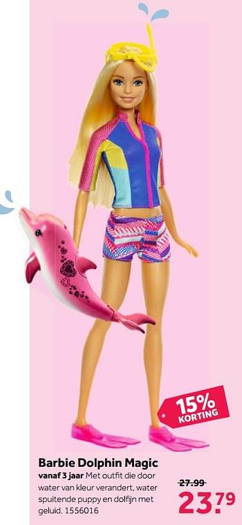 Aanbiedingen Barbie dolphin magic - Mattel - Geldig van 30/10/2017 tot 12/11/2017 bij Intertoys
