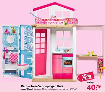 Aanbiedingen Barbie twee verdiepingen huis - Mattel - Geldig van 30/10/2017 tot 12/11/2017 bij Intertoys