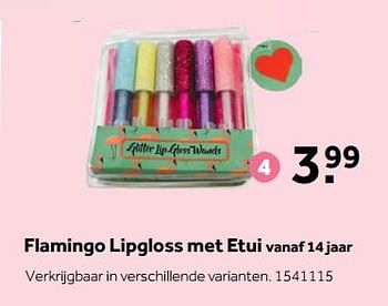 Aanbiedingen Flamingo lipgloss met etui - Huismerk - Intertoys - Geldig van 30/10/2017 tot 12/11/2017 bij Intertoys