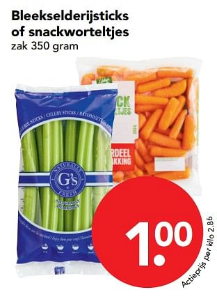 Aanbiedingen Bleekselderijsticks of snackworteltjes - Huismerk deen supermarkt - Geldig van 05/11/2017 tot 11/11/2017 bij Deen Supermarkten