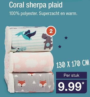 Aanbiedingen Coral sherpa plaid - Coral - Geldig van 05/11/2017 tot 12/11/2017 bij Aldi