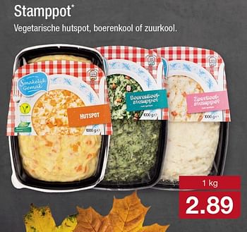 Aanbiedingen Stamppot vegetarische hutspot, boerenkool of zuurkool - Huismerk - Aldi - Geldig van 05/11/2017 tot 12/11/2017 bij Aldi