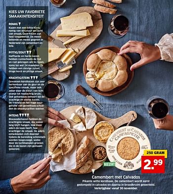 Aanbiedingen Camembert met calvados pikante witte korstkaas - Huismerk - Lidl - Geldig van 05/11/2017 tot 31/12/2017 bij Lidl