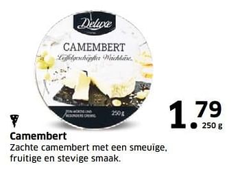 Aanbiedingen Camembert zachte camembert met een smeuïge, fruitige en stevige smaak - Deluxe - Geldig van 05/11/2017 tot 31/12/2017 bij Lidl