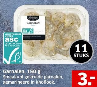 Aanbiedingen Garnalen smaakvol gekruide garnalen, gemarineerd in knoflook - Delicieux - Geldig van 05/11/2017 tot 31/12/2017 bij Lidl