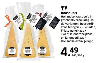 Aanbiedingen Kaasduo`s hollandse kaasduo`s in geschenkverpakking. in de varianten - Delicieux - Geldig van 05/11/2017 tot 31/12/2017 bij Lidl