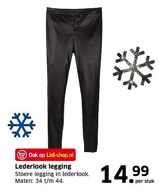 Aanbiedingen Lederlook legging stoere legging in lederlook - Huismerk - Lidl - Geldig van 05/11/2017 tot 31/12/2017 bij Lidl