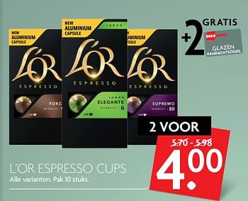 Aanbiedingen L`or espresso cups - Douwe Egberts - Geldig van 05/11/2017 tot 11/11/2017 bij Deka Markt