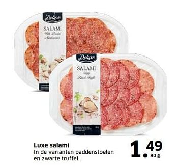 Aanbiedingen Luxe salami in de varianten paddenstoelen en zwarte truffel - Deluxe - Geldig van 05/11/2017 tot 31/12/2017 bij Lidl