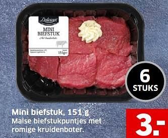 Aanbiedingen Mini biefstuk malse biefstukpuntjes met romige kruidenboter - Delicieux - Geldig van 05/11/2017 tot 31/12/2017 bij Lidl