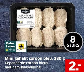 Aanbiedingen Mini gehakt cordon bleu gepaneerde cordon bleus met ham-kaasvulling - Delicieux - Geldig van 05/11/2017 tot 31/12/2017 bij Lidl