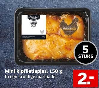 Aanbiedingen Mini kipfiletlapjes in een kruidige marinade - Delicieux - Geldig van 05/11/2017 tot 31/12/2017 bij Lidl