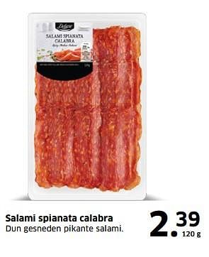 Aanbiedingen Salami spianata calabra dun gesneden pikante salami - Deluxe - Geldig van 05/11/2017 tot 31/12/2017 bij Lidl