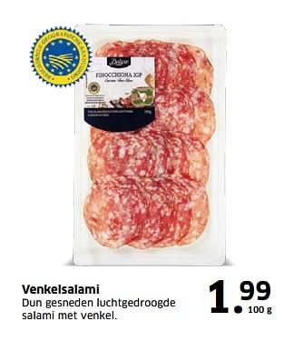 Aanbiedingen Venkelsalami dun gesneden luchtgedroogde salami met venkel - Deluxe - Geldig van 05/11/2017 tot 31/12/2017 bij Lidl