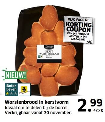 Aanbiedingen Worstenbrood in kerstvorm ideaal om te delen bij de borrel - Delicieux - Geldig van 05/11/2017 tot 31/12/2017 bij Lidl