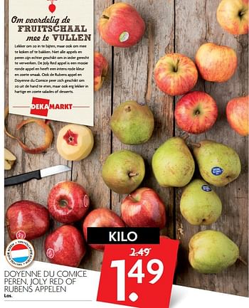 Aanbiedingen Doyenne du comice peren, joly red of rubens appelen - Huismerk - Deka Markt - Geldig van 05/11/2017 tot 11/11/2017 bij Deka Markt