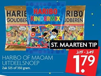 Aanbiedingen Haribo of maoam uitdeelsnoep - Haribo - Geldig van 05/11/2017 tot 11/11/2017 bij Deka Markt