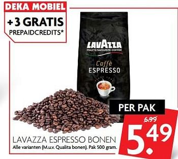 Aanbiedingen Lavazza espresso bonen - Lavazza - Geldig van 05/11/2017 tot 11/11/2017 bij Deka Markt