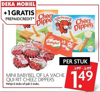 Aanbiedingen Mini babybel of la vache qui rit cheez dippers - Huismerk - Deka Markt - Geldig van 05/11/2017 tot 11/11/2017 bij Deka Markt