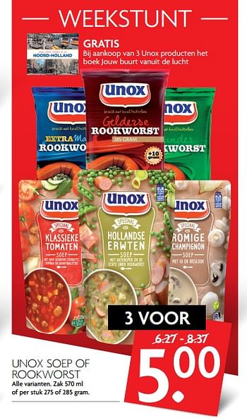 Aanbiedingen Unox soep of rookworst - Unox - Geldig van 05/11/2017 tot 11/11/2017 bij Deka Markt