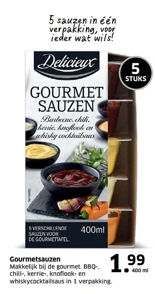 Aanbiedingen Gourmetsauzen makkelijk bij de gourmet - Delicieux - Geldig van 05/11/2017 tot 31/12/2017 bij Lidl